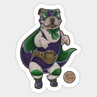 Bulldog Luchador - Dark Outlined Version Sticker